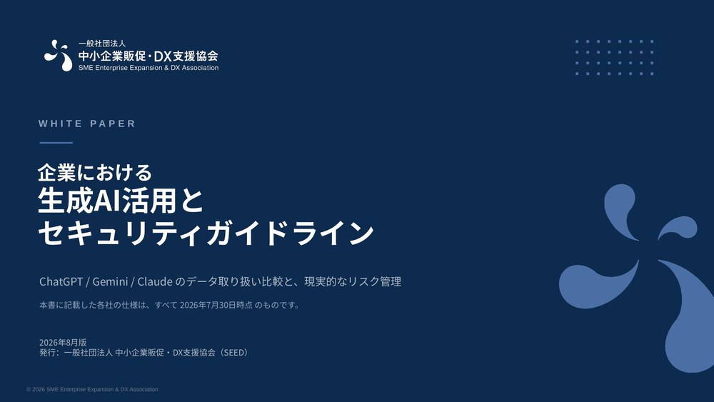企業における生成AI活用とセキュリティガイドラインの表紙と誌面